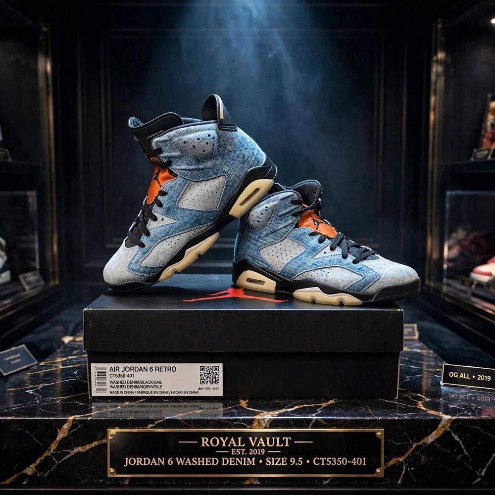 Size 9.5 - Air Jordan 6 Retro Washed Denim CT5350-401 OG ALL 2019